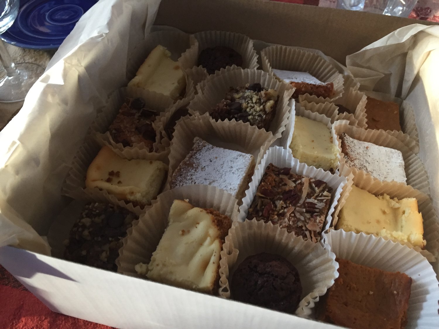 A box of homemade goodies is a lovely way of letting neighbors and co-workers know that you appreciate them.  My go-tos are bars or moist cake that I can make in large quantities, without having to fuss much.